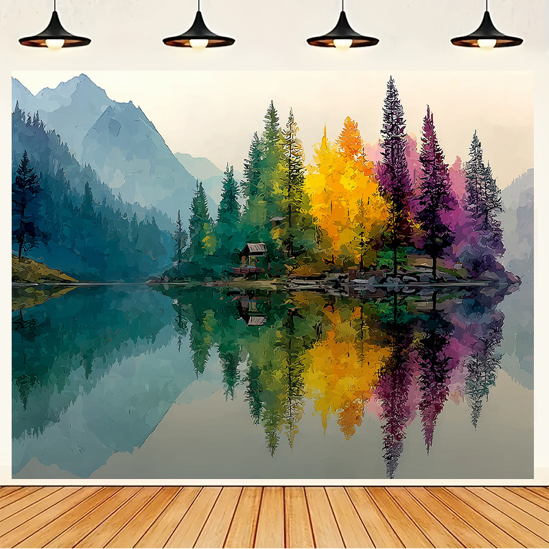 Interior Design Hd - Papier peint mural coloré forêt lac,