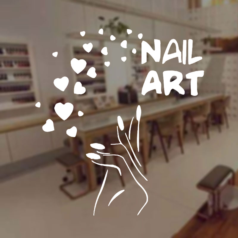 Interior Design Nail Salon - N64.Art-Décalcomanies murales en vinyle pour fenêtre,