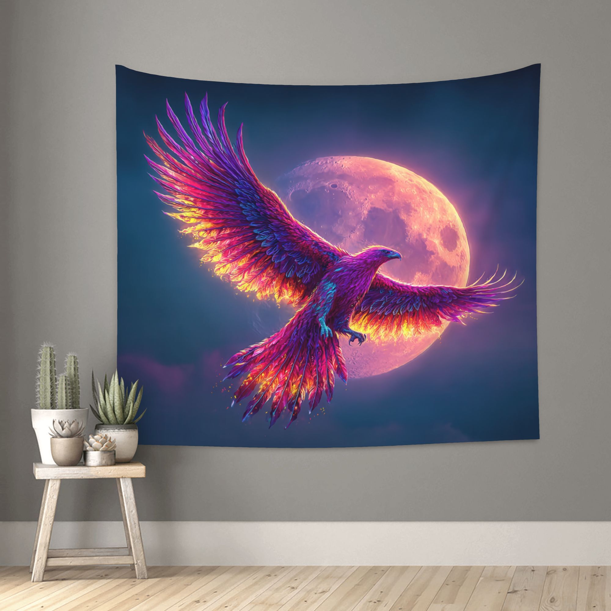 Interior Design Hd - Phoenix lune ciel tapisserie murale 2D