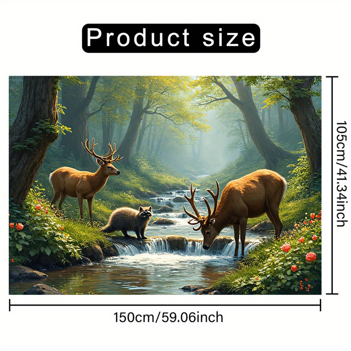 Cerf forêt ruisseau Mural 2D H - Interior Design Hd avis et prix