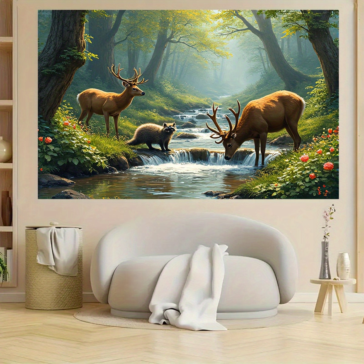 Cerf forêt ruisseau Mural 2D H - Interior Design Hd avis et prix